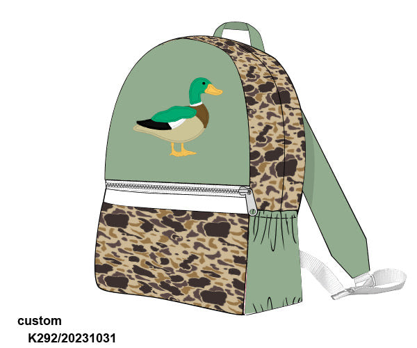 Duck Mallard Pattern Print Backpack